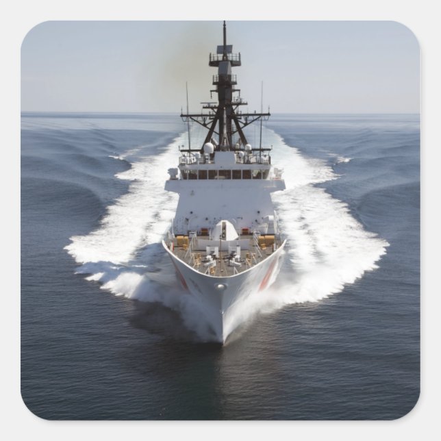 Pegatina Cuadrada Cutter Waesche de la Guardia Costera de Estados Un (Anverso)