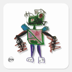 Pegatina Cuadrada Cy=Pegatina Borg Robot