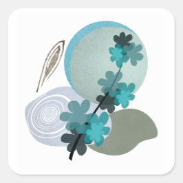 Pegatina Cuadrada Cyan Boho