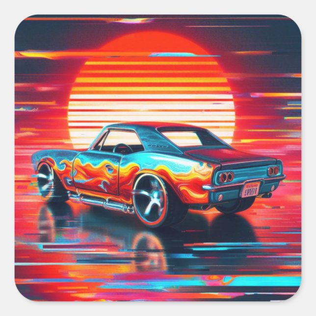 Pegatina Cuadrada Cyber Cruise (Anverso)