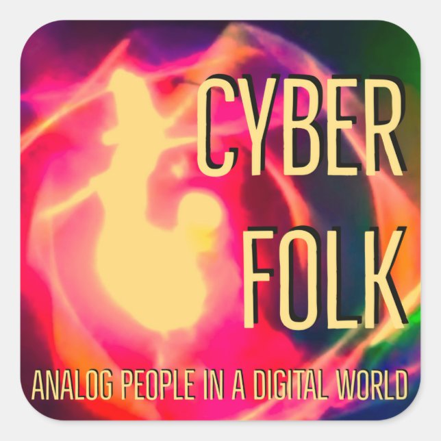 Pegatina Cuadrada Cyber Folk (Anverso)
