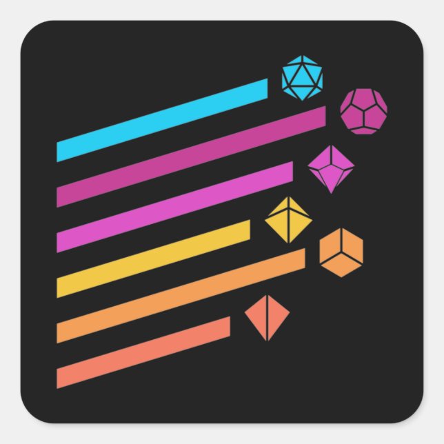 Pegatina Cuadrada Cyberpunk Dice Ray Tabletop RPG (Anverso)