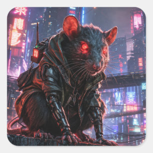 Pegatina Cuadrada CyberRat