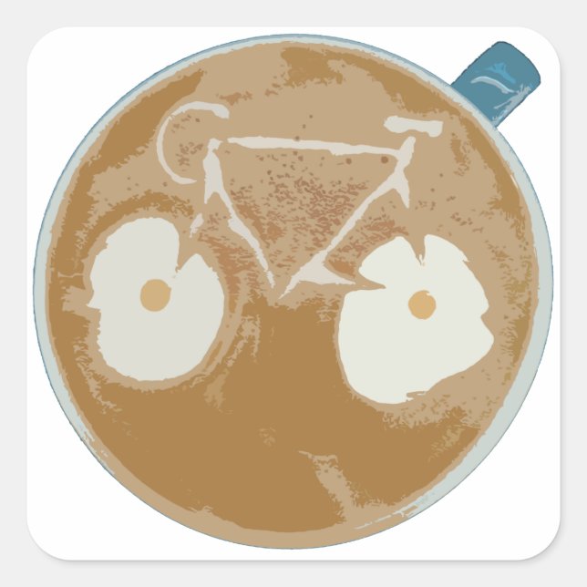 Pegatina Cuadrada Cycling Latte Art (Anverso)