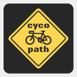 Pegatina Cuadrada Cycopath Funny Road Rótulo para los amantes del ci