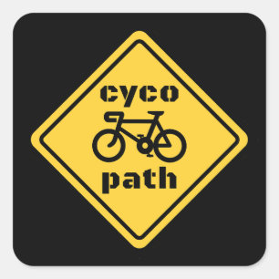 Pegatina Cuadrada Cycopath Funny Road Rótulo para los amantes del ci