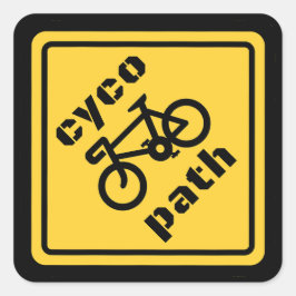 Pegatina Cuadrada Cycopath Funny Road Sign for Cycle Lover