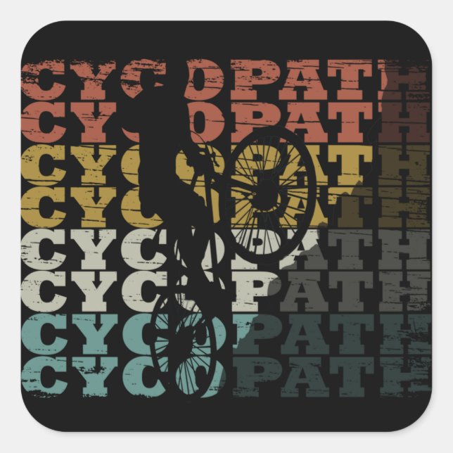 Pegatina Cuadrada Cycopath - Humor en Ciclismo de Montaña - Ciclismo (Anverso)