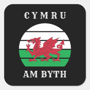 Pegatina Cuadrada Cymru, Bandera De Gales, Está Orgulloso De Ser Gal
