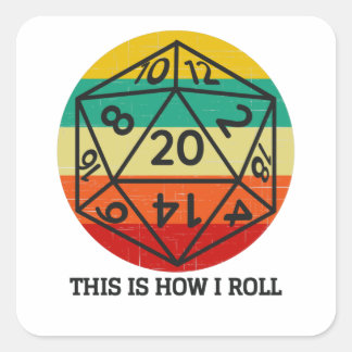 Pegatina Cuadrada D20 Así es como rollo dados retro