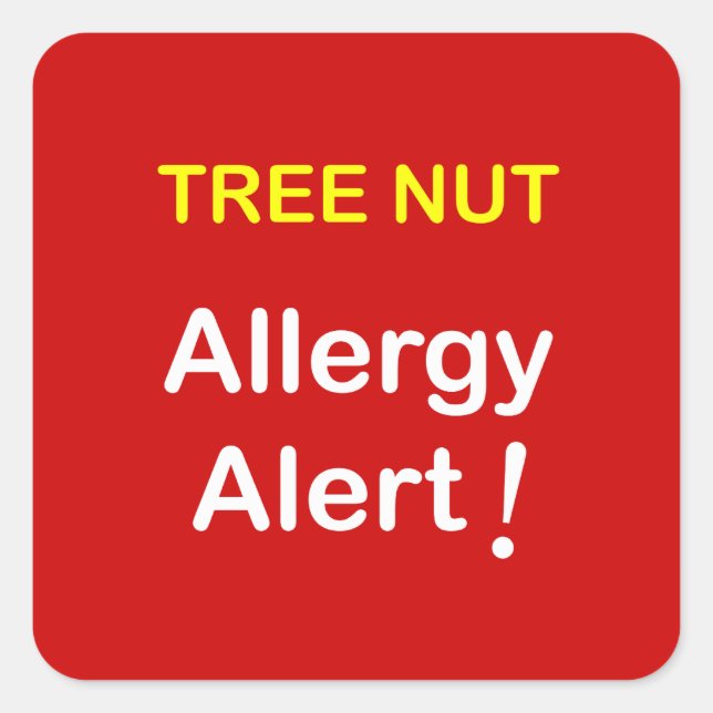 Pegatina Cuadrada d4 - Alerta alérgica - NUTS DE ÁRBOL. (Anverso)