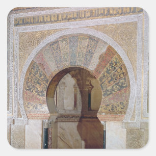 Pegatina Cuadrada d4: Mezquita: Entrada al mihrab, c.786