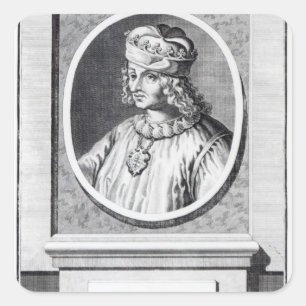 Pegatina Cuadrada D Anjou, rey de Rene de Nápoles