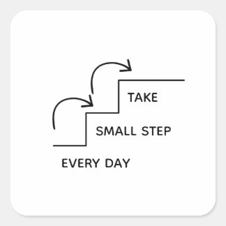 Pegatina Cuadrada Da pequeños pasos todos los días – Motivación mini