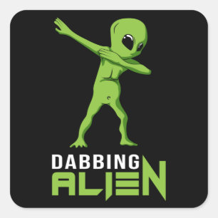 Pegatina Cuadrada Dabbing Alien Area 51 Extranjería Ufo Space Aliens