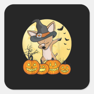 Pegatina Cuadrada Dabbing Chihuahua Dab Dance Funny Dog Halloween