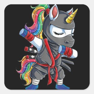 Pegatina Cuadrada Dabbing Ninja Unicorn