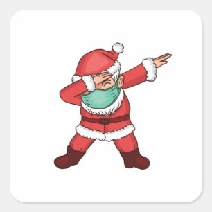 Pegatina Cuadrada Dabbing Santa Face Mask