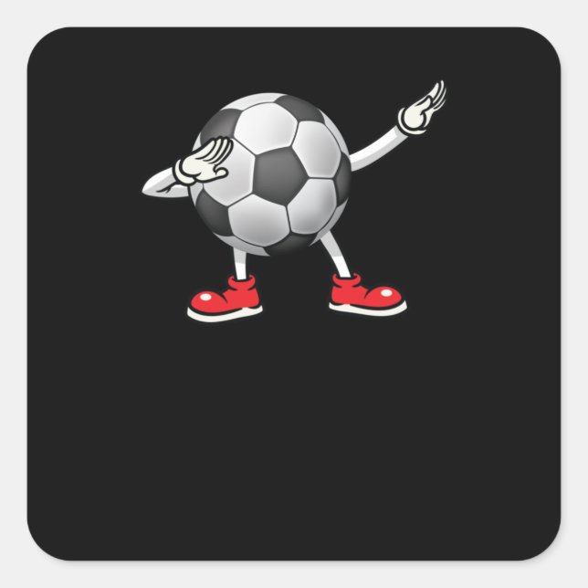 Pegatina Cuadrada Dabbing Soccer Ball Tee Niños Dab Dance (Anverso)