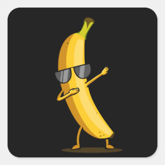 Pegatina Cuadrada Dabbing Yellow Banana Dab Funny Dancing Fruit