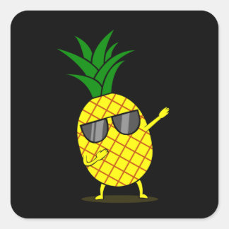 Pegatina Cuadrada Dabbing Yellow Pineapple DAB Fruta divertida de ba