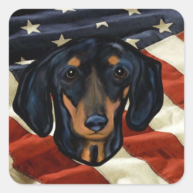 PEGATINA CUADRADA DACHSHUND (Anverso)