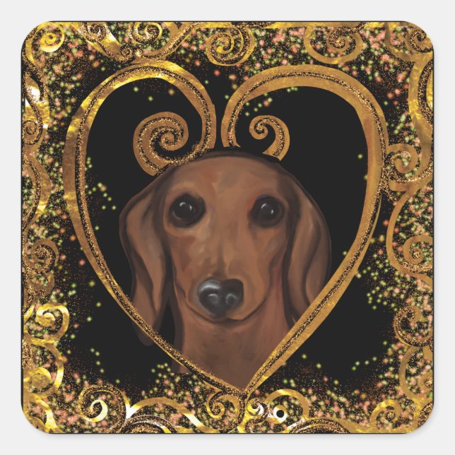 PEGATINA CUADRADA DACHSHUND   (Anverso)