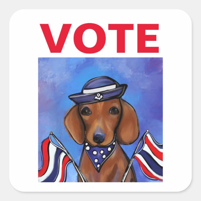 Pegatina Cuadrada Dachshund (Anverso)