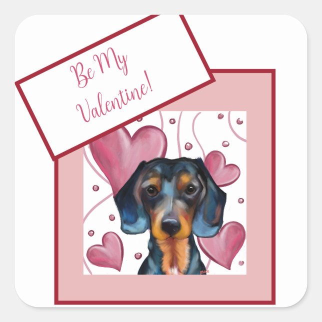 Pegatina Cuadrada Dachshund (Anverso)
