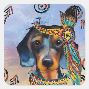 PEGATINA CUADRADA DACHSHUND
