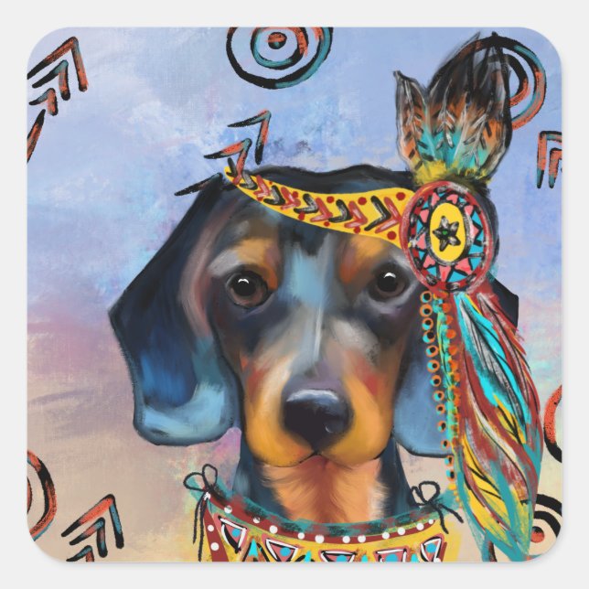 PEGATINA CUADRADA DACHSHUND   (Anverso)