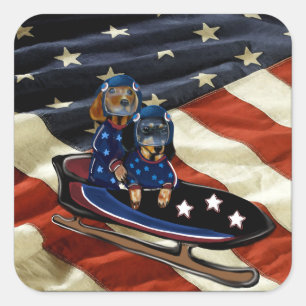 PEGATINA CUADRADA DACHSHUND 