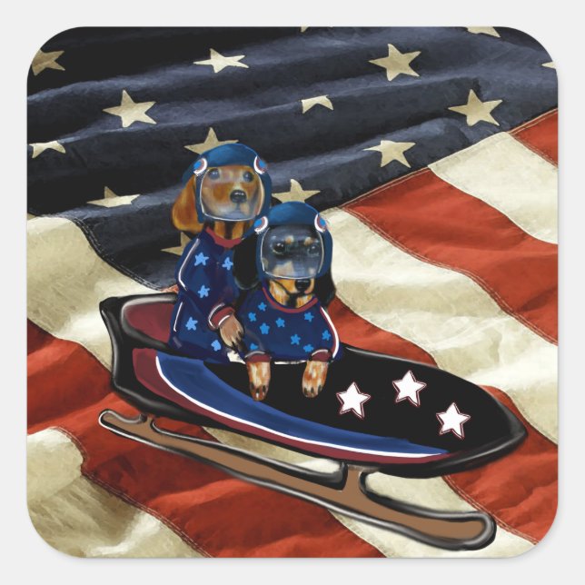 PEGATINA CUADRADA DACHSHUND  (Anverso)