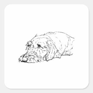 Pegatina Cuadrada Dachshund de Pelo Duro - Cuaderno Adorable