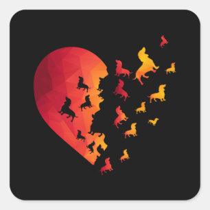 Pegatina Cuadrada Dachshund Perro Regalos De Corazón Para Los Amante