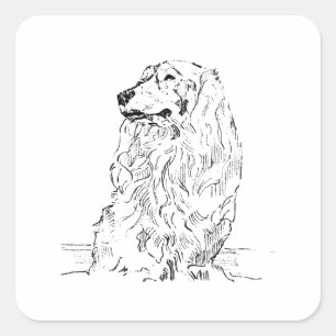Pegatina Cuadrada Dachshund – Perro Salchicha de Pelo Largo