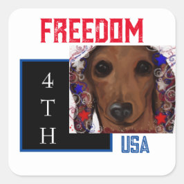 Pegatina Cuadrada Dachshund Rojo     