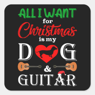 Pegatina Cuadrada dachshund todo lo que quiero para los navidades es
