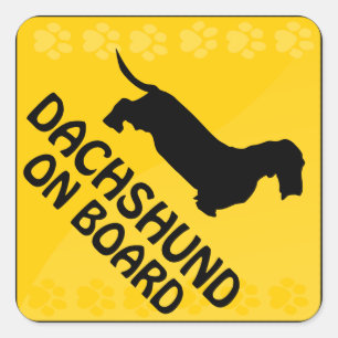 Pegatina Cuadrada Dachshund Xing [alambre-haired]