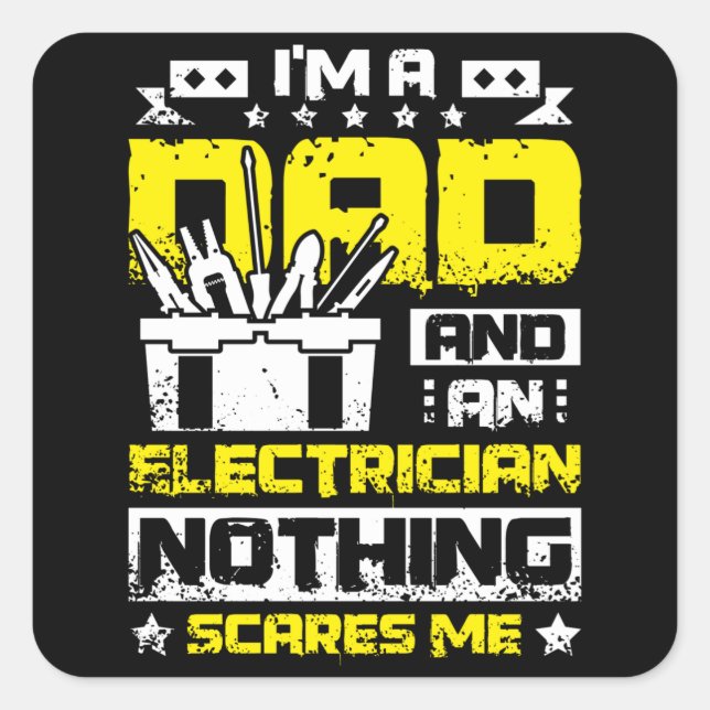 Pegatina Cuadrada Dad and electrician (Anverso)