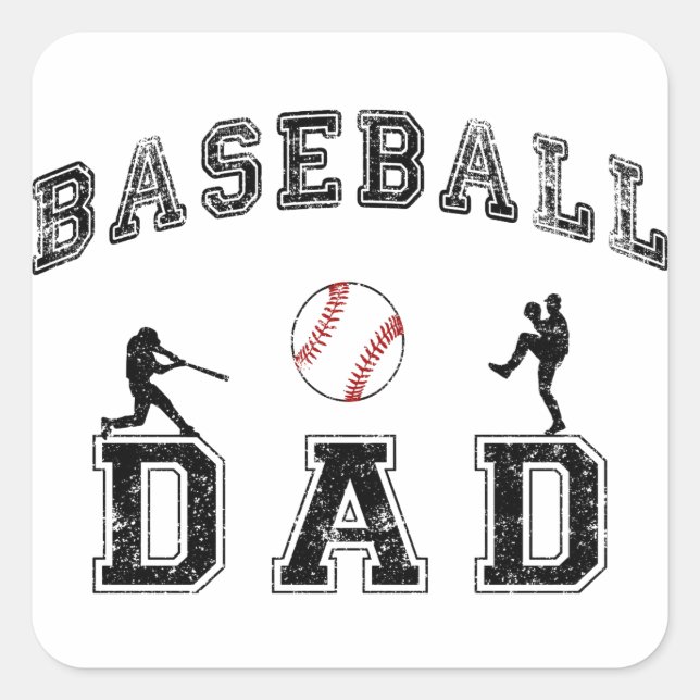 Pegatina Cuadrada DAD de béisbol (Anverso)