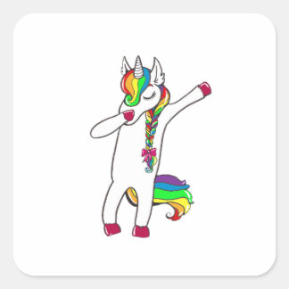 Pegatina Cuadrada DAD unicornio