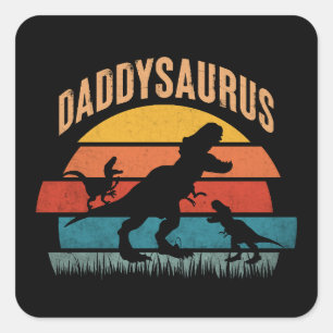 Pegatina Cuadrada Daddysaurus - Gracioso regalo de papá de dinosauri