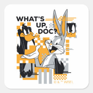Pegatina Cuadrada DAFFY DUCK™ & BUGS BUNNY™ Glitch