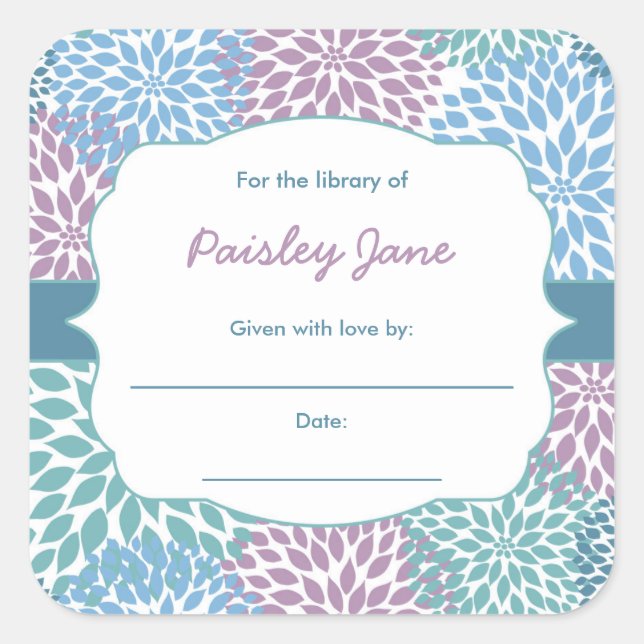 Pegatina Cuadrada Dahlia Blooms libro libros para bebés (Anverso)