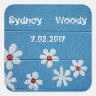 Pegatina Cuadrada Daisy blanco