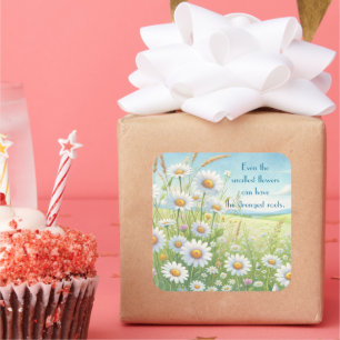 Pegatina Cuadrada Daisy Field & Quote