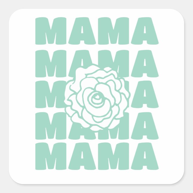 Pegatina Cuadrada Daisy Floral Mama  (Anverso)