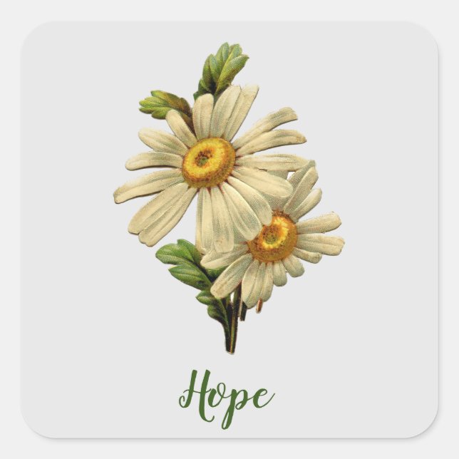 Pegatina Cuadrada Daisy Hope Inspirador (Anverso)