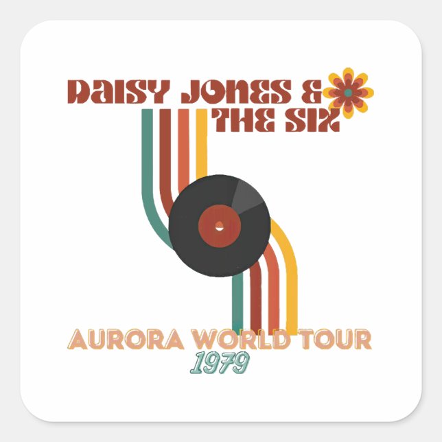 Pegatina Cuadrada Daisy Jones los seis (Anverso)